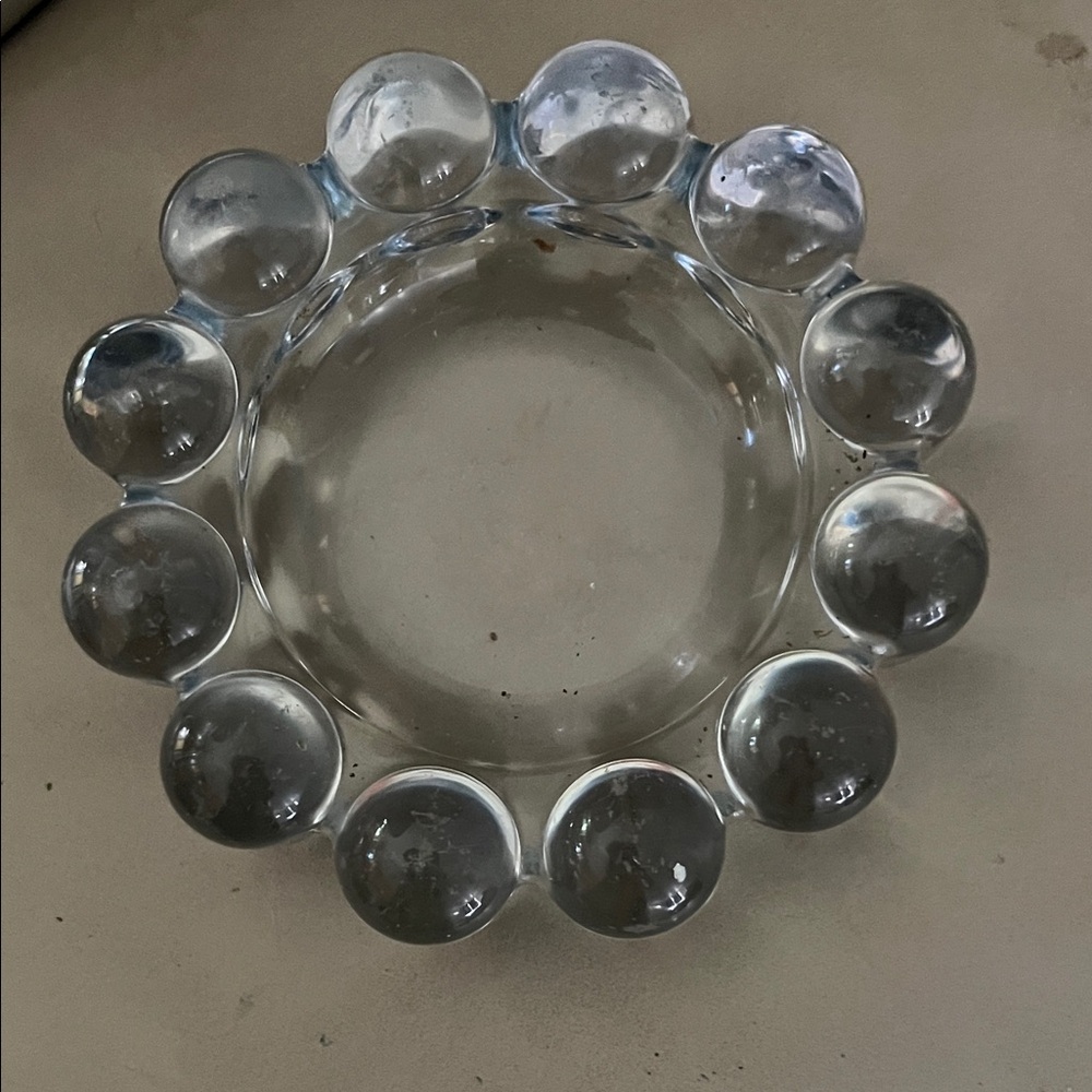 Clear Glass Bubble Rim ashtray vintage